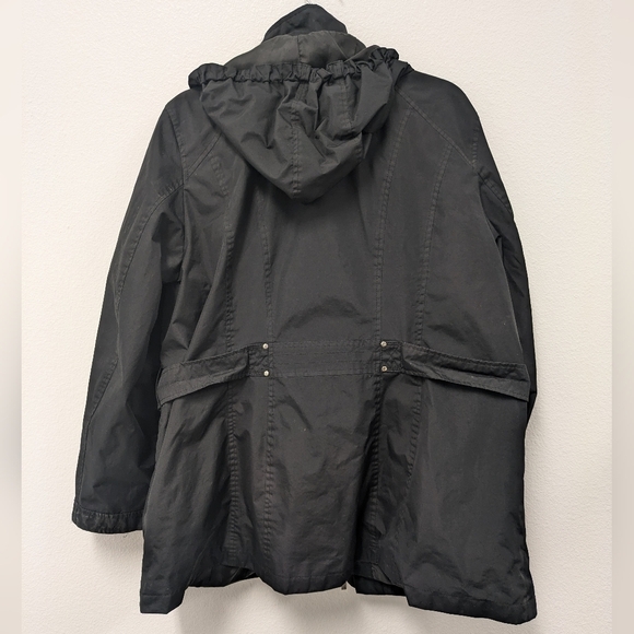 Weather Tamer Women's Black Raincoat Jacket sz 1X Removable Hood - Picture 4 of 10